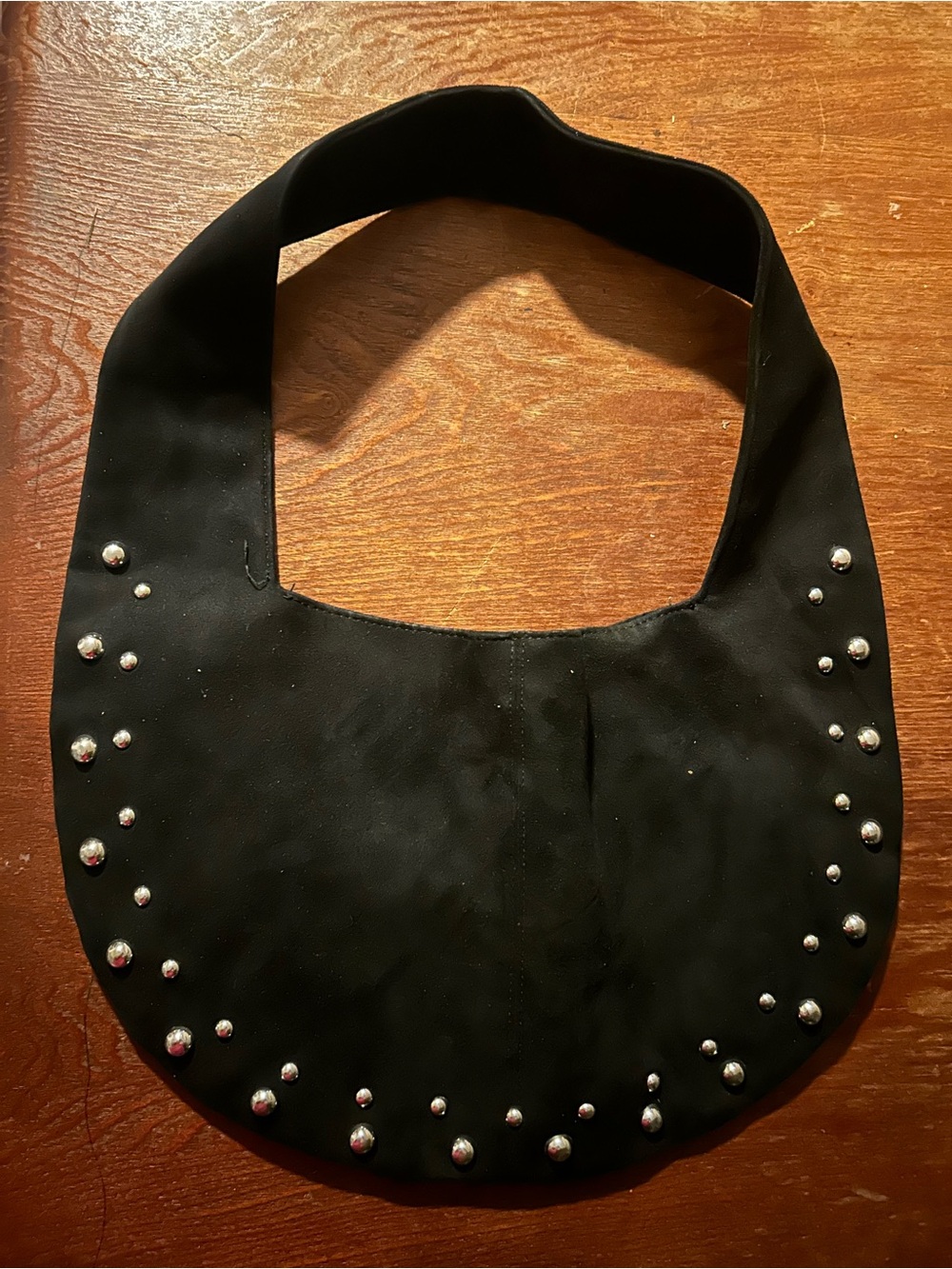 Black Studded Shoulder Hobo Bag